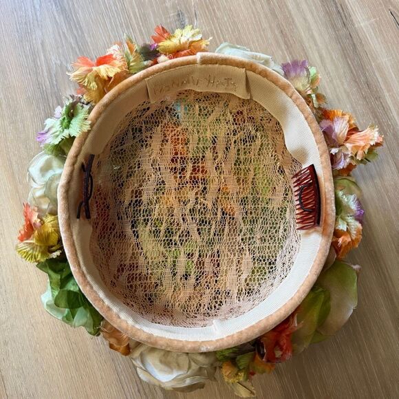 Vintage 1950 Women’s Silk Flower Cluster Hat Mid Century Millinery Easter Sunday main image 4